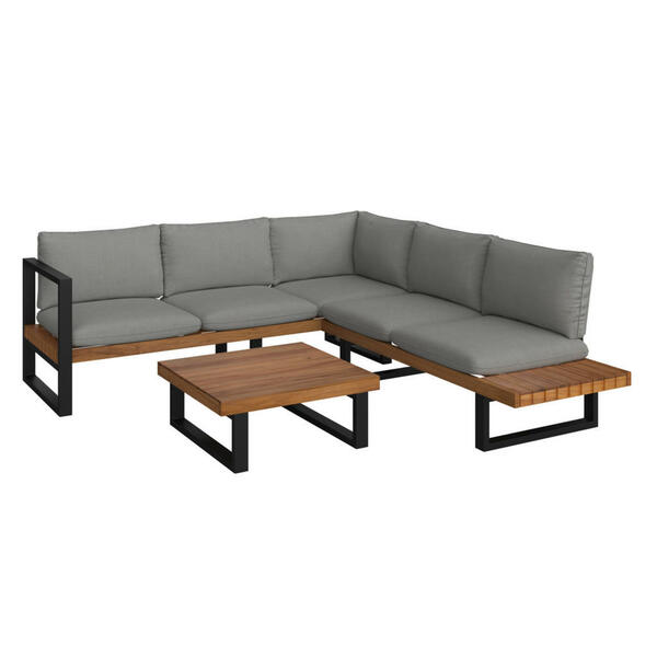 Bild 1 von Ambia Garden Loungegarnitur, Grau, Teak, Holz, Metall, Textil, Akazie, massiv, 75x160x215 cm, Bsci, FSC 100%, Loungemöbel, Loungemöbel-Sets