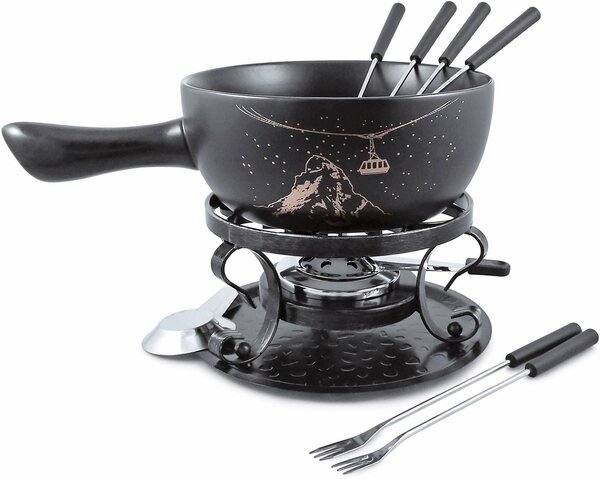 Bild 1 von SWISSMAR Fondue Gruyére, 2,65 l, Käsefondue, Keramik/Schmiedeeisen, 9-teilig, inkl. 6 Fonduegabeln