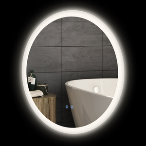 kleankin Badspiegel mit Beleuchtung, Ø70 cm Wandspiegel mit 3 Lichtfarben, IP44 Lichtspiegel mit Touch-Schalter, Memory-Funktion, Badezimmerspiegel mit Anti-Beschlag