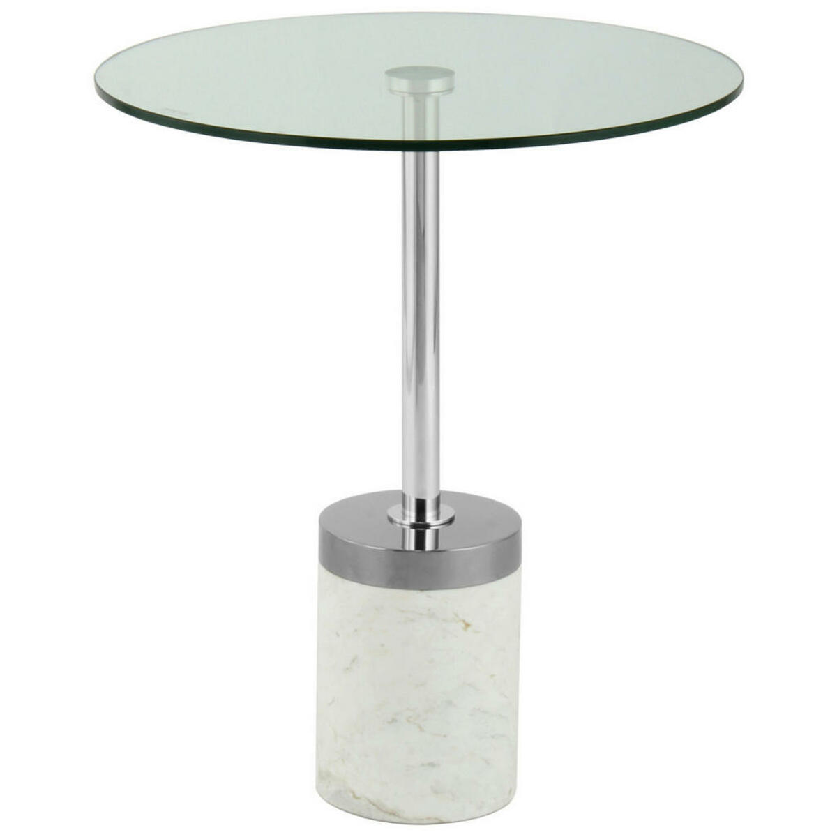 Bild 1 von Mid.you Beistelltisch, Silber, Weiß, Metall, Glas, Stein, rund, Sockel, 53x46x46 cm, Wohnzimmer, Wohnzimmertische, Beistelltische