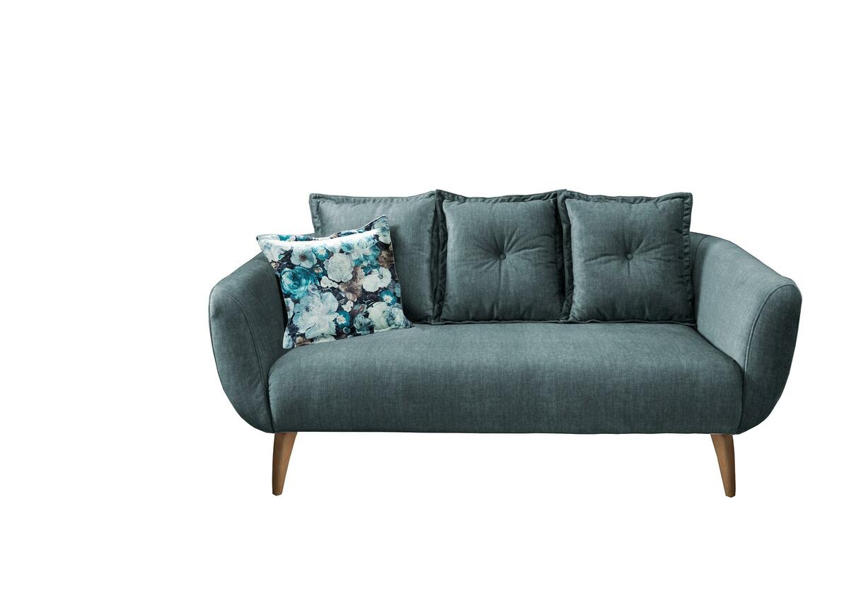 Bild 1 von 2,5-Sitzer-Sofa Baggio Blau Velours, Dunkelblau, Dunkelgrün