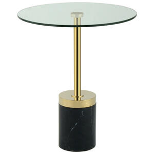 Mid.you Beistelltisch, Schwarz, Gold, Metall, Glas, Stein, rund, 53x46x46 cm, Wohnzimmer, Wohnzimmertische, Beistelltische