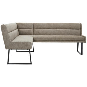Novel Eckbank, Schwarz, Taupe, Metall, Textil, 4-Sitzer, Ottomane rechts, Eckteil, L-Form, 217x159 cm, Stoffauswahl, Typenauswahl, mit Rückenlehne, in verschiedenen Größen erhältlich, Esszimmer,