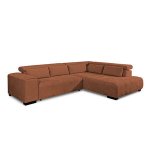 Livetastic Eckschlafsofa, Cognac, Textil, Buche, massiv, Uni, 4-Sitzer, Füllung: Silikon, Schaumstoffflocken, 309x230 cm, Stoffauswahl, Bettfunktion erhältlich, Rücken echt, Armteil rechts, Wohnzi