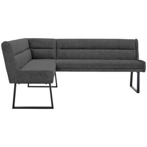 Novel Eckbank, Schwarz, Dunkelgrau, Metall, Textil, 4-Sitzer, Ottomane rechts, Eckteil, L-Form, 217x159 cm, Stoffauswahl, Typenauswahl, mit Rückenlehne, in verschiedenen Größen erhältlich, Esszim