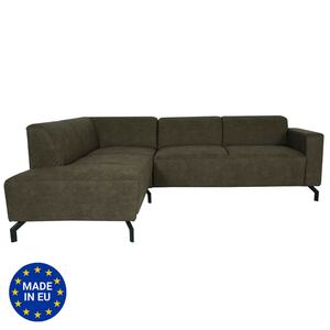 Ecksofa MCW-J60, Couch Sofa mit Ottomane links, Made in EU, wasserabweisend 247cm ~ Kunstleder grau-braun