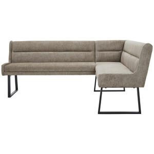 Novel Eckbank, Schwarz, Taupe, Metall, Textil, 4-Sitzer, Ottomane links, Eckteil, L-Form, 217x159 cm, Stoffauswahl, Typenauswahl, mit Rückenlehne, in verschiedenen Größen erhältlich, Esszimmer, B