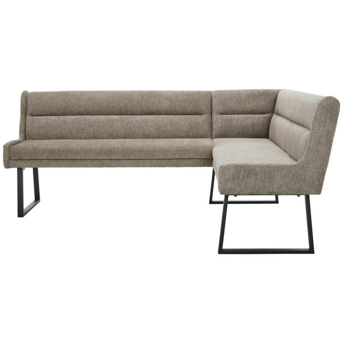 Bild 1 von Novel Eckbank, Schwarz, Taupe, Metall, Textil, 4-Sitzer, Ottomane links, Eckteil, L-Form, 217x159 cm, Stoffauswahl, Typenauswahl, mit Rückenlehne, in verschiedenen Größen erhältlich, Esszimmer, B