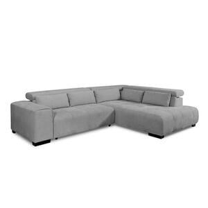 Livetastic Eckschlafsofa, Grau, Textil, Buche, massiv, Uni, 4-Sitzer, Füllung: Silikon, Schaumstoffflocken, 309x230 cm, Stoffauswahl, Bettfunktion erhältlich, Rücken echt, Armteil rechts, Wohnzimm