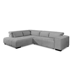 Livetastic Eckschlafsofa, Grau, Textil, Buche, massiv, Uni, 4-Sitzer, Füllung: Silikon, Schaumstoffflocken, 309x230 cm, Stoffauswahl, Bettfunktion erhältlich, Rücken echt, Armteil links, Wohnzimme