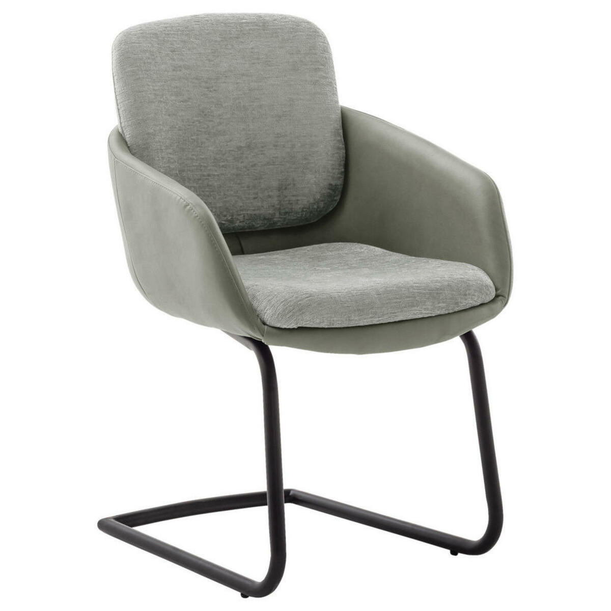 Bild 1 von Linea Natura Armlehnstuhl, Hellgrau, Textil, Leder, Echtleder, Anilinleder, Kufe, C-Form, 58x87x61 cm, Lederauswahl, Stoffauswahl, Gestellauswahl, Esszimmer, Stühle, Armlehnenstühle