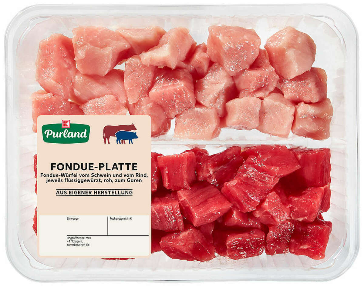 Bild 1 von > Besonderer Feiertagsgenuss für eine gesellige Runde > Küchenfertig vorbereitet > Besonders zartes FleischK-PURLAND Fondue-Platte