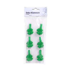 Deko-Klammer Kleeblatt 6 Stück grün