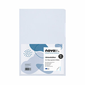 novooo Professional Prospekthüllen A4 10 Stück genarbt transparent