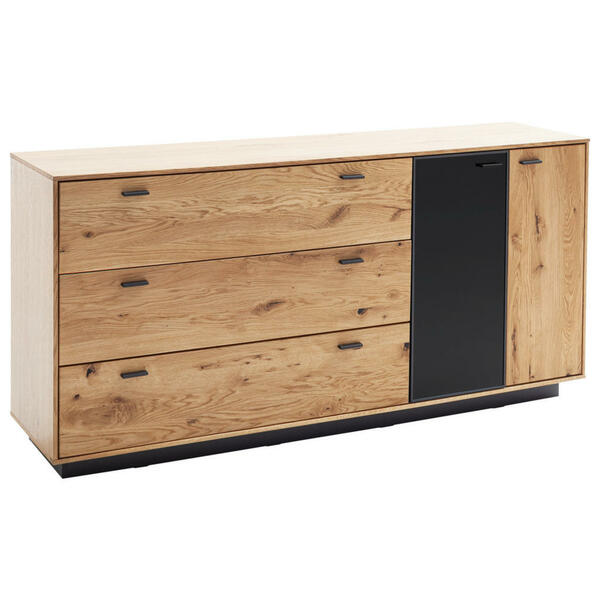 Bild 1 von Novel Sideboard, Anthrazit, Eiche, Metall, Balkeneiche, furniert, massiv, 2 Fächer, 3 Schubladen, 179x86x44 cm, Typenauswahl, Schlafzimmer, Schlafzimmer Kommoden