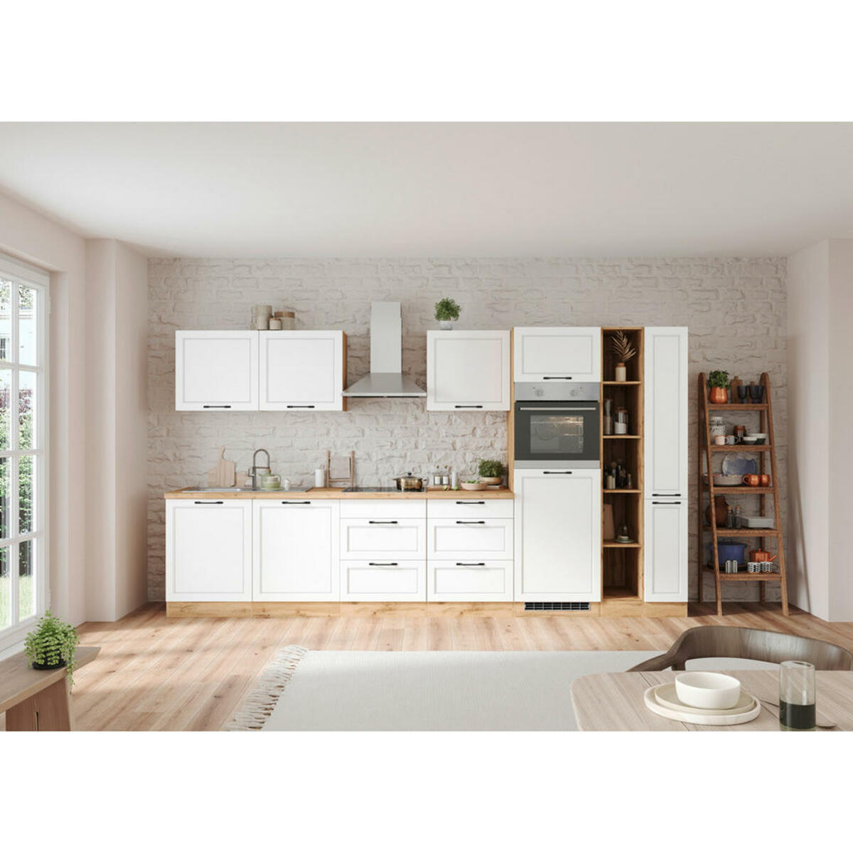 Bild 1 von Held Küchenblock, Weiß, Eiche Wotan, Metall, 6 Schubladen, seitenverkehrt montierbar, nur wie online abgebildet bestellbar, A, 360 cm, Made in Germany, höhenverstellbare Füße, Küchen, Küchenze