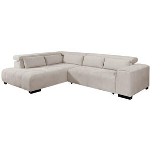 Livetastic Eckschlafsofa, Beige, Textil, Buche, massiv, Uni, 4-Sitzer, Füllung: Silikon, Schaumstoffflocken, 309x230 cm, Stoffauswahl, Bettfunktion erhältlich, Rücken echt, Armteil links, Wohnzimm