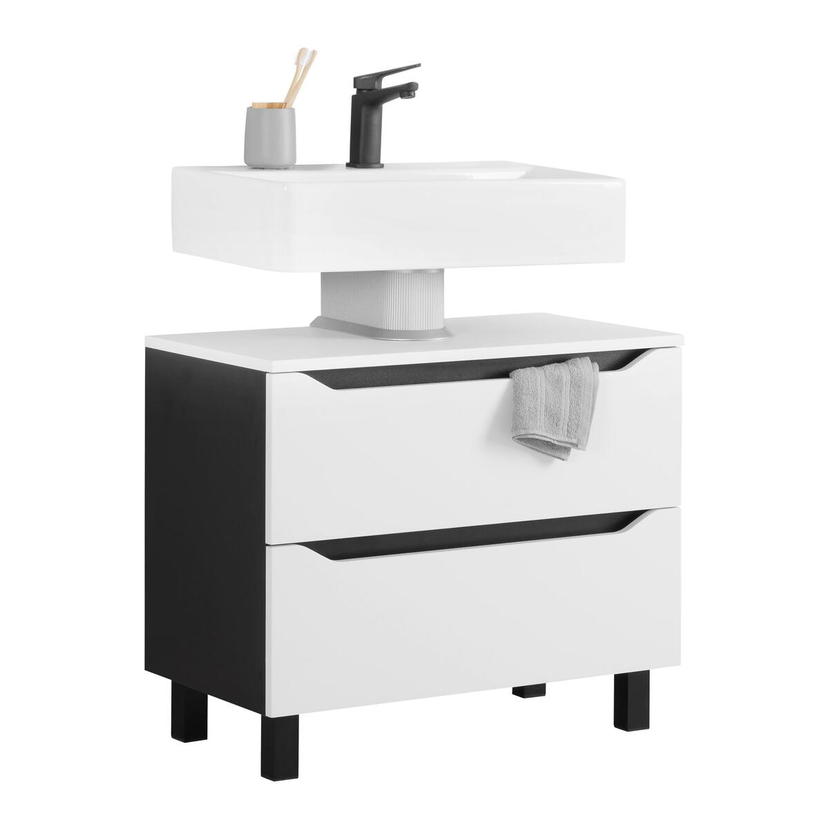 Bild 1 von Waschbeckenunterschrank Wave II in Schwarz/Weiß, Weiß