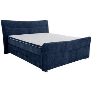 Esposa Boxspringbett, Dunkelblau, Textil, H3 + H4, Höhe ca. 18 cm, 180x200 cm, gepolstertes Kopfteil, Stoffauswahl, in verschiedenen Größen erhältlich, Matratze Härtegraden erhältlich, Schlafzi