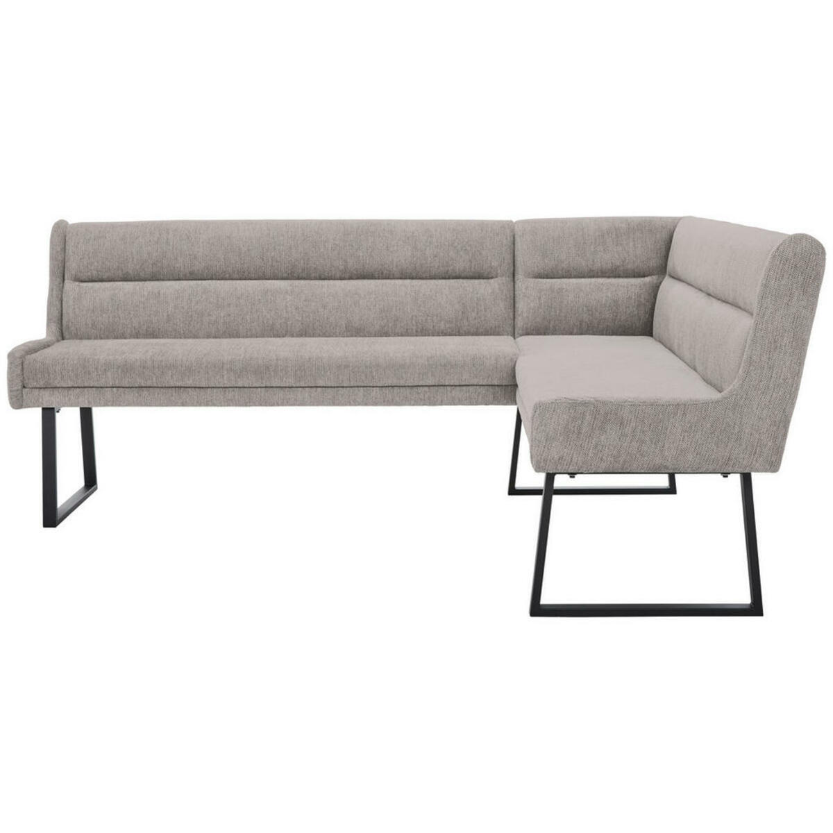 Bild 1 von Novel Eckbank, Schwarz, Hellgrau, Metall, Textil, 4-Sitzer, Ottomane links, Eckteil, L-Form, 217x159 cm, Stoffauswahl, Typenauswahl, mit Rückenlehne, in verschiedenen Größen erhältlich, Esszimmer
