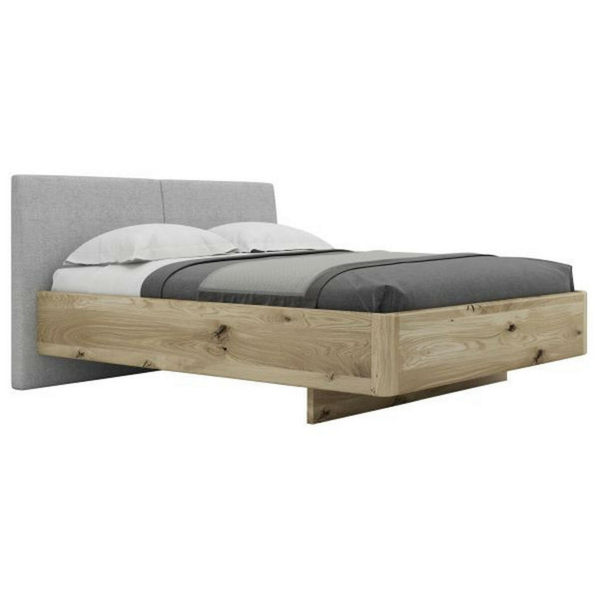 Bild 1 von Valnatura Bett, Grau, Eiche, Holz, Textil, Wildeiche, massiv, 160x210 cm, in verschiedenen Holzarten erhältlich, Stoffauswahl, Schlafzimmer, Betten, Futonbetten