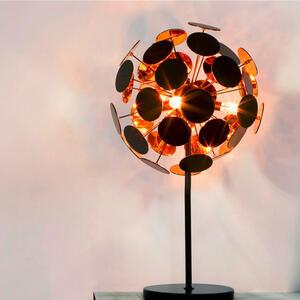 Tischleuchte Discus, Schwarz, Gold, Metall, Kunststoff, 48x65 cm, Lampen & Leuchten, Leuchtenserien