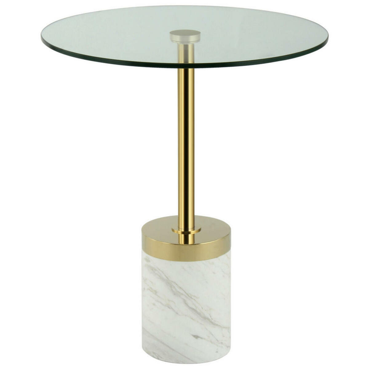 Bild 1 von Mid.you Beistelltisch, Weiß, Gold, Metall, Glas, Stein, rund, Sockel, 53x46x46 cm, Wohnzimmer, Wohnzimmertische, Beistelltische