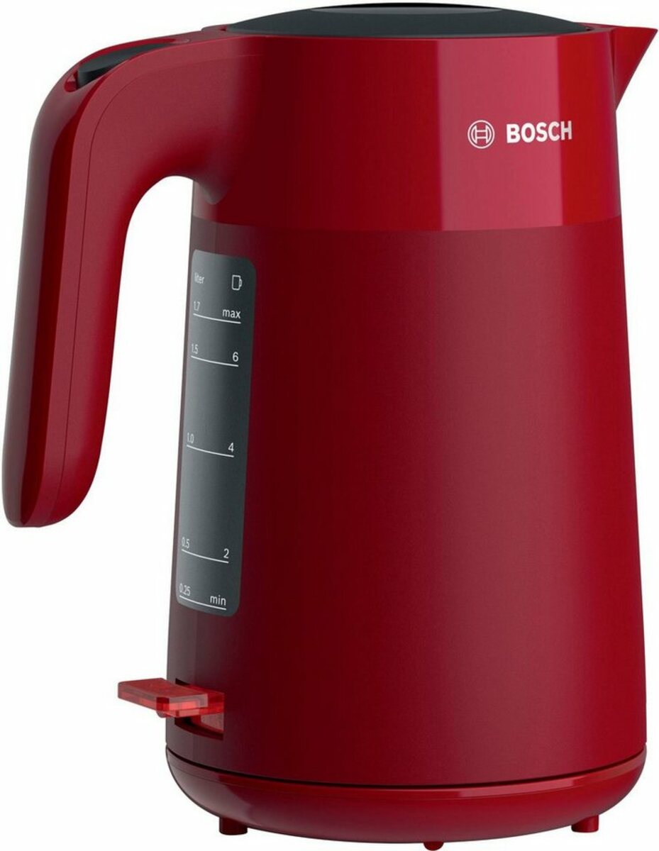 Bild 1 von BOSCH Wasserkocher TWK2M164, 1,7 l, 2400 W, Abschaltautomatik, Tassenanzeige, Rot matt