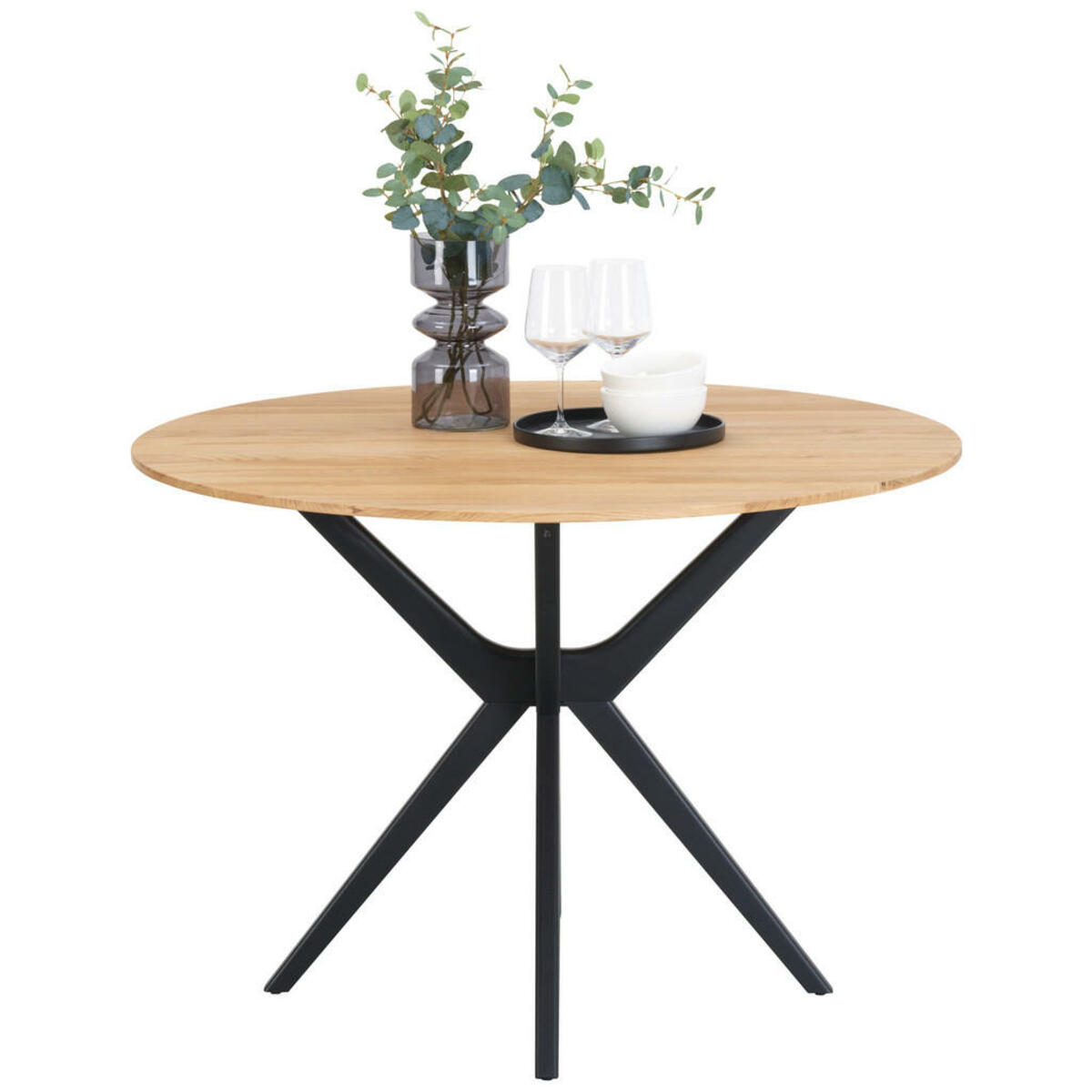 Bild 1 von Novel Esstisch, Schwarz, Eiche, Holz, Metall, Buche, Eiche, massiv, rund, konisch, Sternfuß, 110x76 cm, Esszimmer, Tische, Esstische