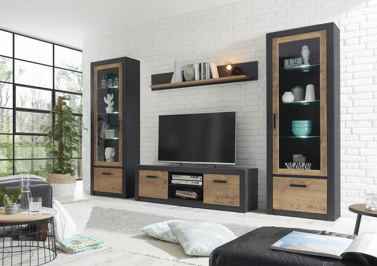 Bild 1 von INOSIGN Wohnwand Brügge, (Set, 4-St), Mit einer dekorativen Rahmenoptik, Braun