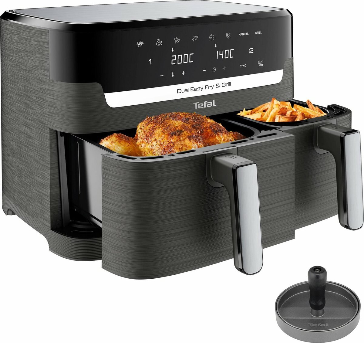 Tefal Heißluftfritteuse EY905B Dual Easy Fry & Grill Doppelkammer, 8,3 ...