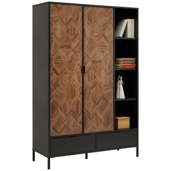 Bild 1 von Hom`in Highboard, Schwarz, Gold, Metall, 9 Fächer, 2 Schubladen, 117.1x173.6x42 cm, Typenauswahl, stehend, Wohnzimmer, Kommoden & Sideboards, Highboards