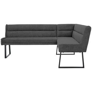 Novel Eckbank, Schwarz, Dunkelgrau, Metall, Textil, 4-Sitzer, Ottomane links, Eckteil, L-Form, 217x159 cm, Stoffauswahl, Typenauswahl, mit Rückenlehne, in verschiedenen Größen erhältlich, Esszimm