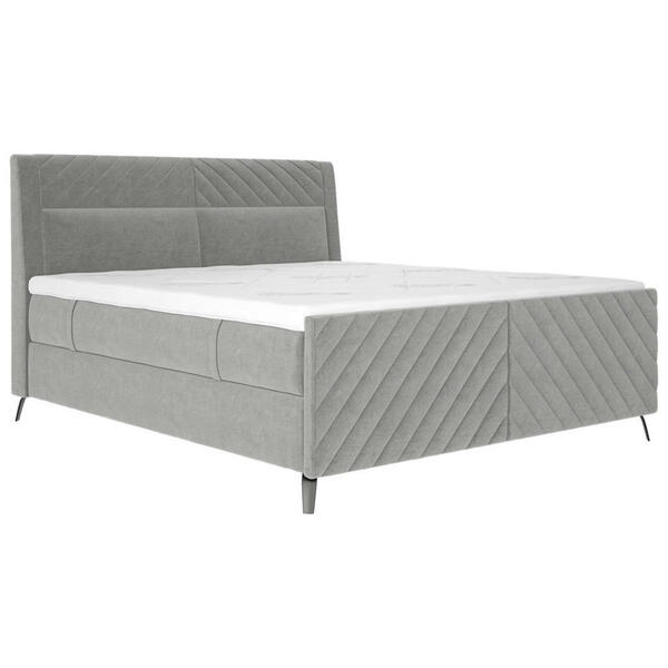 Bild 1 von Esposa Boxspringbett, Hellgrau, Textil, H3 + H4, 7-Zonen, Höhe ca. 20 cm, 160x200 cm, gepolstertes Kopfteil, Stoffauswahl, Topper durchgehend, in verschiedenen Größen erhältlich, Schlafzimmer, Be