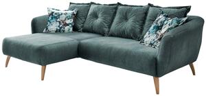Wohnlandschaft Baggio Blau Velours, Dunkelblau, Dunkelgrün