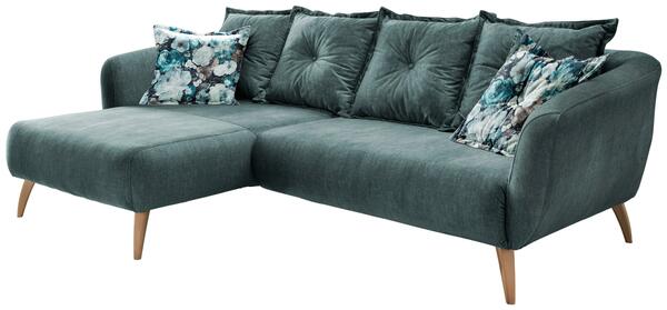 Bild 1 von Wohnlandschaft Baggio Blau Velours, Dunkelblau, Dunkelgrün