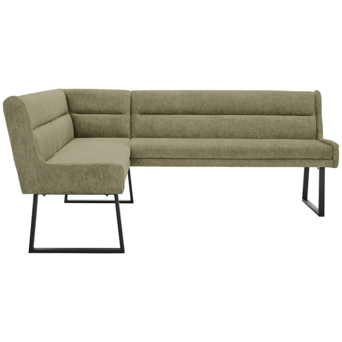 Bild 1 von Novel Eckbank, Grün, Schwarz, Metall, Textil, 4-Sitzer, Ottomane rechts, Eckteil, L-Form, 217x159 cm, Stoffauswahl, Typenauswahl, mit Rückenlehne, in verschiedenen Größen erhältlich, Esszimmer,