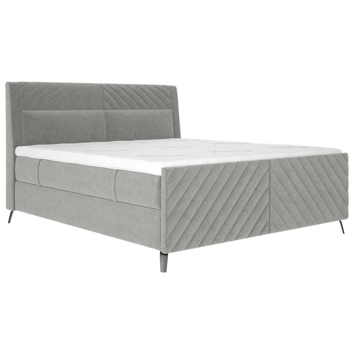 Bild 1 von Esposa Boxspringbett, Hellgrau, Textil, H2 + H3, 7-Zonen, Höhe ca. 20 cm, 180x200 cm, gepolstertes Kopfteil, Stoffauswahl, Topper durchgehend, Wendematratze mit unterschiedlichen Härtegraden, in ve