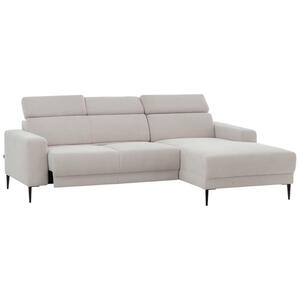 Livetastic Eckschlafsofa, Beige, Textil, Uni, 3-Sitzer, 246x128 cm, Stoffauswahl, Rücken echt, Armteil links, rechts, elektrischer Sitzvorzug, Wohnzimmer, Sofas & Couches, Wohnlandschaften