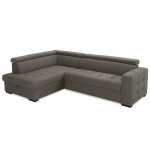 Livetastic Eckschlafsofa, Graphit, Textil, Buche, massiv, Uni, 4-Sitzer, 272x187 cm, Bettfunktion erhältlich, Rücken echt, Armteil links, rechts, Wohnzimmer, Sofas & Couches, Wohnlandschaften