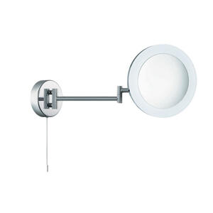 Badezimmer-Wandleuchte Bathroom Mirror, Chrom, Metall, Kunststoff, Glas, rund,rund, 20 cm, Schnurschalter, Lampen & Leuchten, Innenbeleuchtung, Wandleuchten, Wandlampen mit Schalter
