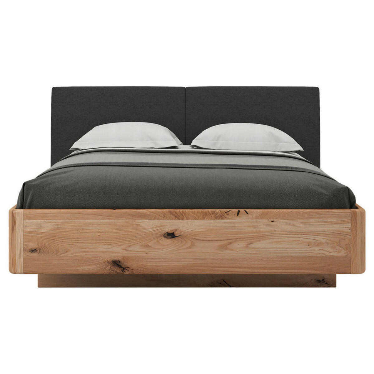 Bild 1 von Valnatura Bett Silene, Anthrazit, Eiche, Holz, Textil, Buche, Eiche, massiv, 160x200 cm, Schlafzimmer, Betten, Futonbetten