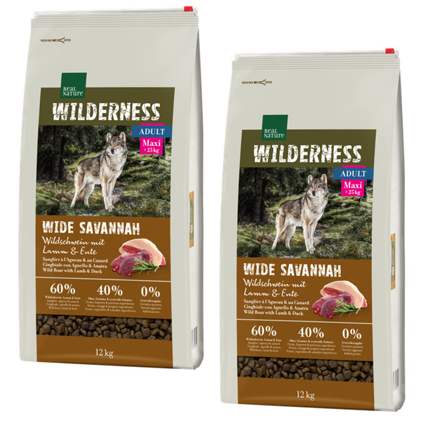 Bild 1 von REAL NATURE WILDERNESS Maxi Adult Wide Savannah mit Wildschwein, Lamm & Ente 2x12 kg