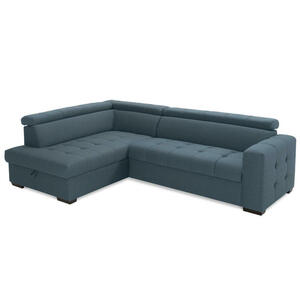 Livetastic Eckschlafsofa, Blau, Textil, Buche, massiv, Uni, 4-Sitzer, 272x187 cm, Bettfunktion erhältlich, Rücken echt, Armteil links, rechts, Wohnzimmer, Sofas & Couches, Wohnlandschaften