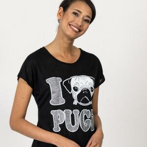 Damen-Shirt 'I LOVE PUGS' schwarz