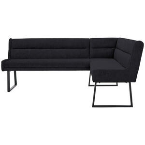 Novel Eckbank, Schwarz, Metall, Textil, 4-Sitzer, Ottomane links, Eckteil, L-Form, 217x159 cm, Stoffauswahl, Typenauswahl, mit Rückenlehne, in verschiedenen Größen erhältlich, Esszimmer, Bänke,