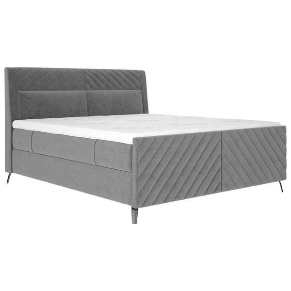 Bild 1 von Esposa Boxspringbett, Grau, Textil, H3 + H4, 7-Zonen, Höhe ca. 20 cm, 180x200 cm, gepolstertes Kopfteil, Stoffauswahl, Topper durchgehend, Wendematratze mit unterschiedlichen Härtegraden, in versch