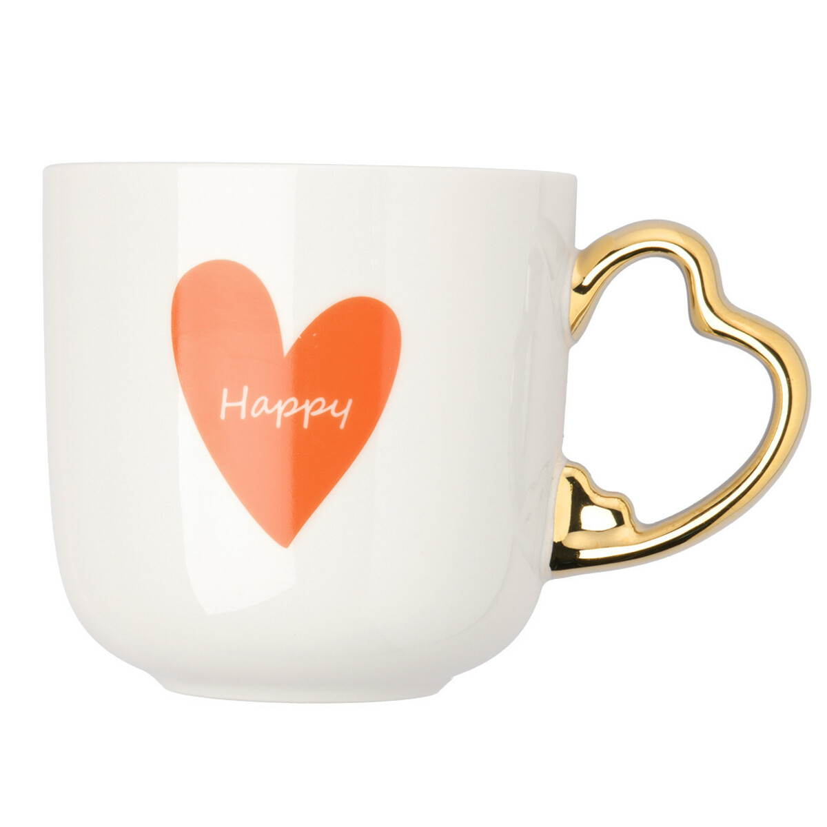 Bild 1 von Tasse mit Herz und Schrifzug ORANGE / WEISS / GOLD