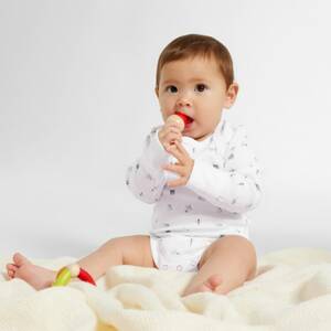 Baby Langarmbody mit Anziehhilfe Weiß