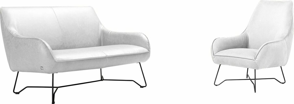 Bild 1 von Egoitaliano Polstergarnitur Namy, Set aus 2-Sitzer und Sessel, edles Metallgestell, Weiß